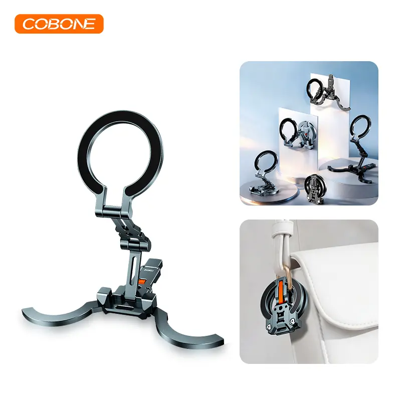 XILETU Foldable MagSafe Phone Mount, 360° Adjustable Stand with Strong N52 Magnets for iPhone 17/16/15/14/13/12
