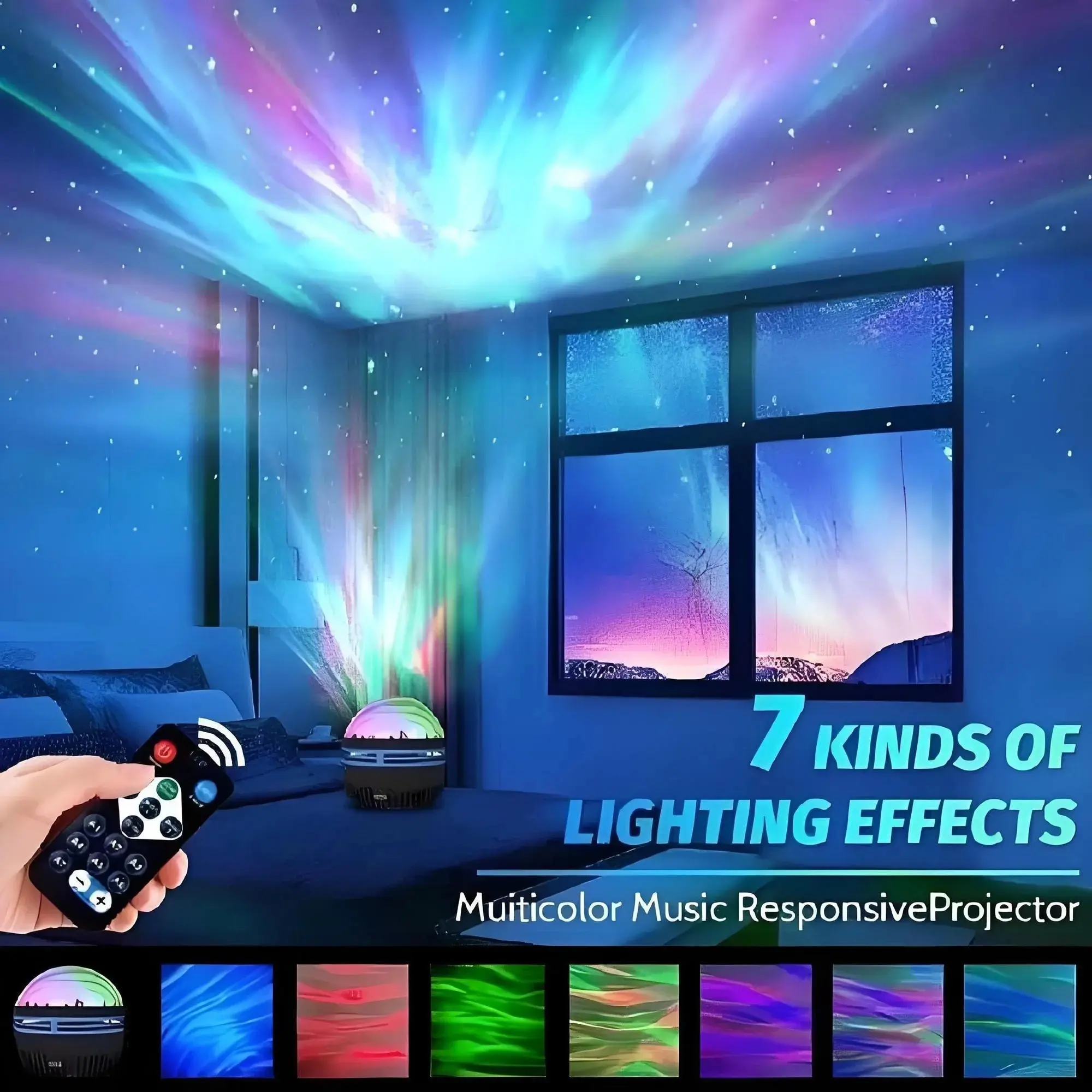 Aurora Projection Lamp, Starry Sky Projector, Starlight Projector, Dimmable Star Projector, Night Light Projector, Color Changing Light Show, Remote Control Included, Perfect for Bedroom, Living Room, Office, Party Decoration