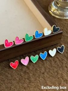 6 Pairs Elegant Stud Earrings Set Heart Shaped Earrings for Women, Flat Pierced Jewelry, Irregular Heart Design, Daily Commute Casual Holiday Wear, Valentine's Day Gift