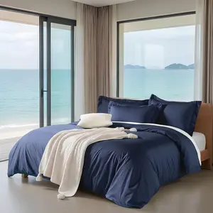 Duvet Cover  Set, Ultra Soft, Cooling Duvet Cover Viscose from , 1 Duvet Cover and 2 Pillowcases, 90"x90",  Blue, Comforter Not Included