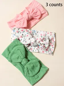 Baby's Plain & Ditsy Floral Print Bow Decor Hairband, Cute Hairband for Baby Girls & Boys, Newborn Infant Kids Hair Accessories