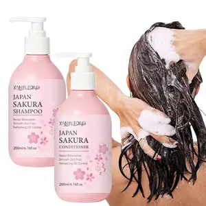 200ml Sakura Shampoo and 200ml Sakura Hair Conditioner Haircare Set, containing Sakura, glycerin, and tocopherol, cleanses and nourishes hair, strengthens hair, and leaves a lasting fragrance. Suitable for all hair types, suitable for both men and women
