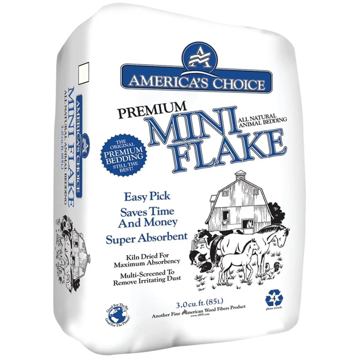American Wood Fibers Eco-Friendly Multi-Screened Pine Shavings Bedding for Reptiles & Amphibians, Dust-Free, Super Absorbent, 3.5 Cu.ft 40 lbs Mini-Sized Compressed Bag Pet Supply