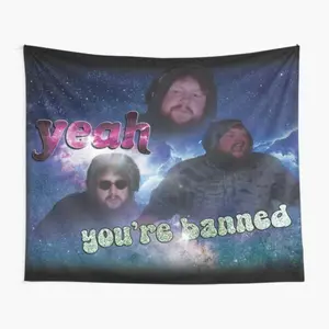 Caseoh banned me and all I got was this shirt Tapestry for Bedroom, College Dorm and Home Decor 60"x40", Lightweight Hanging Gift Size