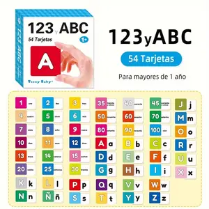 Spanish Alphabet and Number Learning Cards Set, 54 Pieces, Rounded Design, Ideal Gift for Back-To-School Season, Summer Bestseller