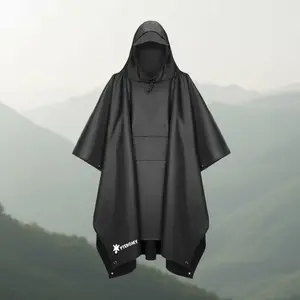 Hooded Rain Poncho for Adults Waterproof Lightweight with Pocket Unisex Emergency Rain Gear for Hiking Camping Travel Backpacking