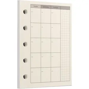 1 Pack A8 40 Sheets/80 Pages Monthly Planner Loose Leaf Punched Paper Refills for 5 Hole Binder Personal Organizer Diary Notebook Refillable Planner