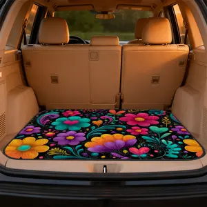 1pc, Car Boot Cargo Mat with Vibrant Floral Delight motif, universal trunk liner for SUV, sedan, or crossover, great for pet-friendly trips, grocery shopping, family travel, and keeping your car clean | Vehicle Cargo Liner