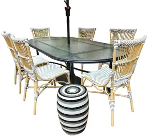 Aspen Brands Striped Laguna Bistro Stackable Chair - Aluminum Frame, 300lbs Weight Limit, Indoor & Outdoor Use