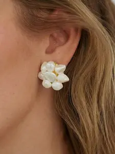 Vintage Natural Pearl Flower Earrings, Handmade Baroque Pearls, Perfect Gift for Parties and Holidays, Daily Wear Jewelry