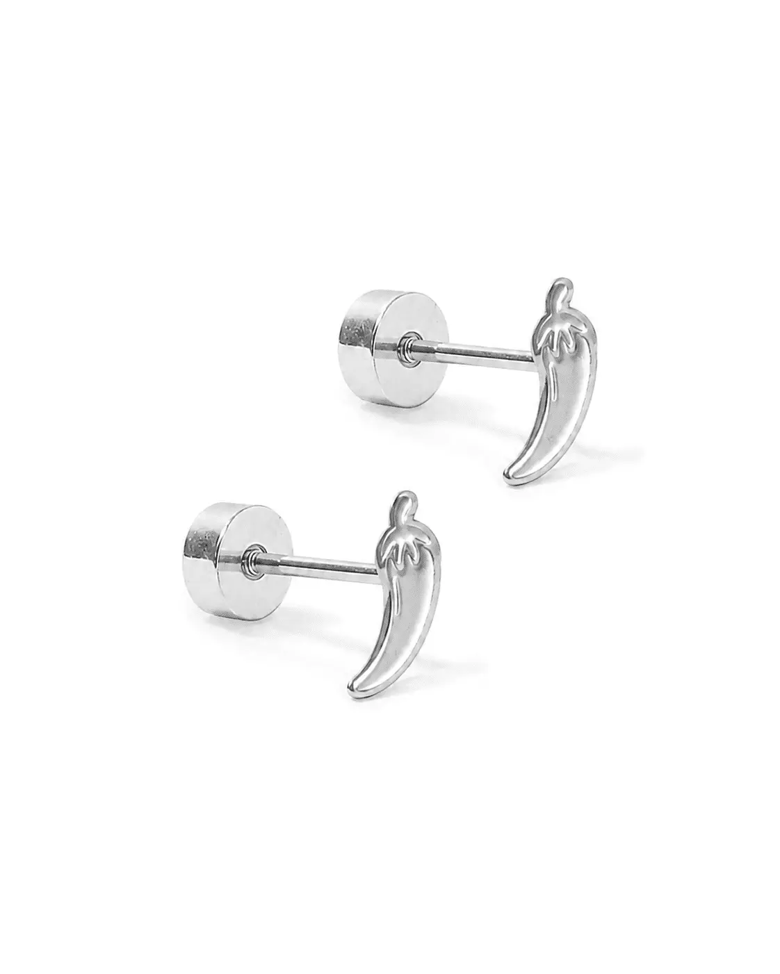 Screwback Stud Earrings - Chili Pepper Silver
