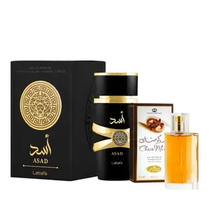 2 Pack of Lattafa Perfumes Asad for Unisex Eau de Parfum 3.4 Ounce and choco musk 50 ml perfume