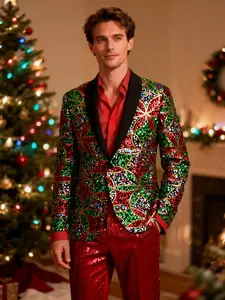 Men's Christmas Suit Jacket, Holiday Party, Festive Performance Wear, Perfect Gift for Christmas