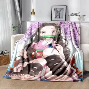 Demon Slayer Printed Flannel Blanket - Premium Flannel Material Kids Warm Soft Comfortable Throw for Picnic Bed Sofa Travel Mother's Day Valentine's Day Birthday Christmas Gift