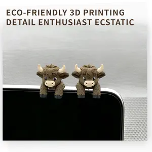 Two-dimensional cartoon decoration of a tall cow, computer desk decoration, monitor decoration, office desk decoration. Animal Figurines Decorative Statues