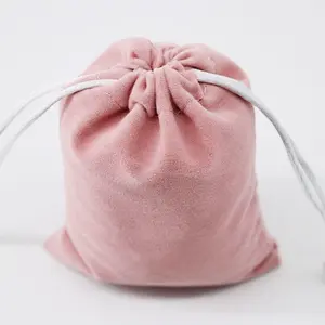 [1 gift] Pink Velvet Jewelry Pouches,Small Velvet Gift Bags with Drawstring, Christmas Gift Bags for Wedding Favors