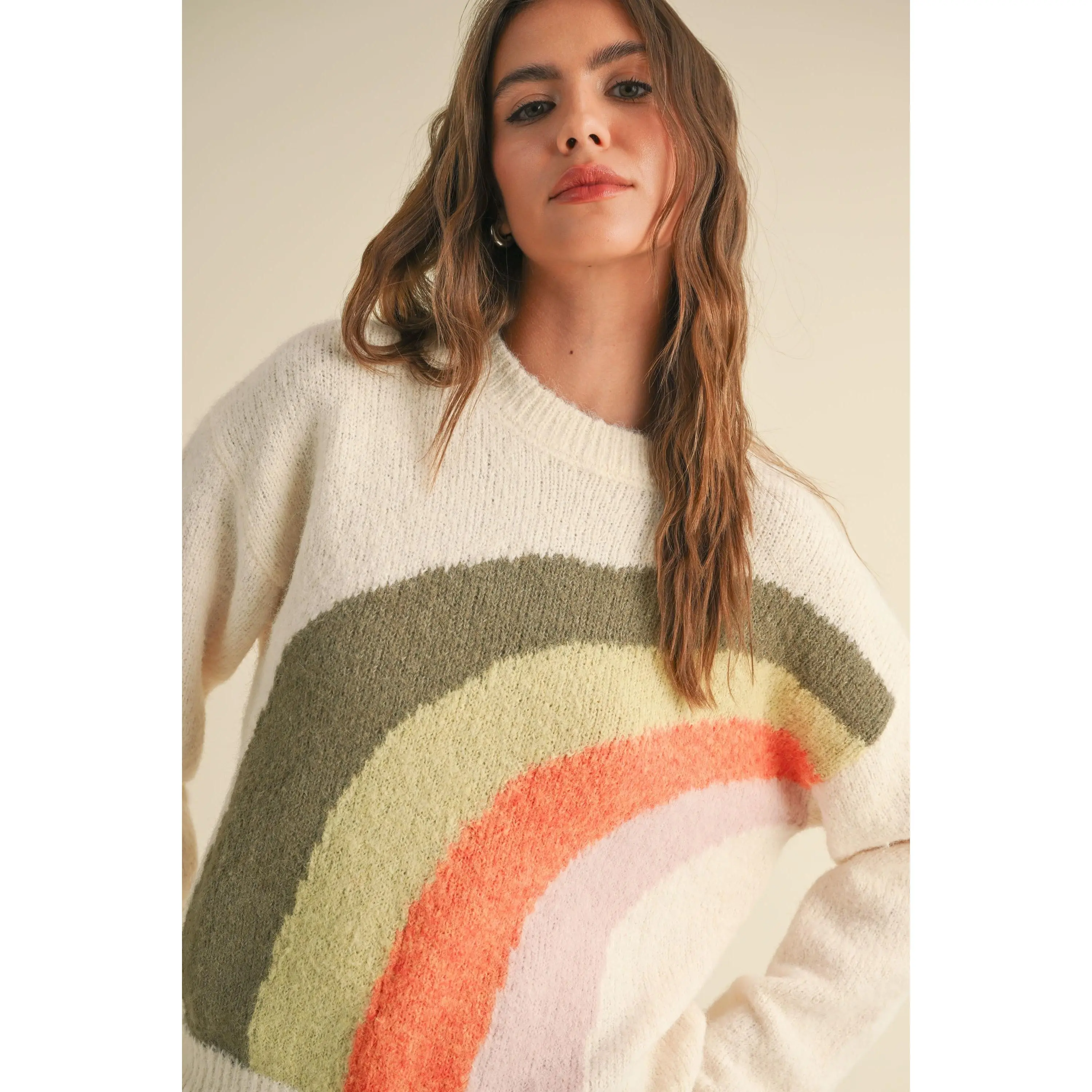Sunset Vibes Knit Sweater - Beige