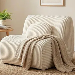 Comfort Plus Lounge Sofa Beige 102x91x75cm Soft Plush Pure Sponge Chair for Home Living Room Bedroom No Assembly Required Flexible Placement HIGH-R SUPPORT