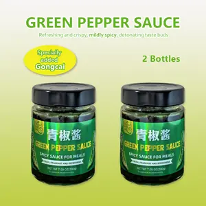 Green Pepper Sauce 2 Bottles 400g 14.1oz Ready-to-Eat Mildly Spicy Dip for Mexican Dishes Seafood Pasta Crisp Zesty Balanced Flavor Versatile Glass Bottle