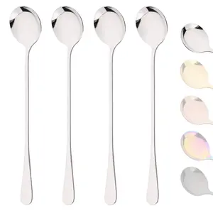 4-Piece Tea Spoon Set, Coffee Stirring Spoons, Long Handle Ice Cream Scoops, Kitchen Dining Tools, Tableware Accessories, Cutlery