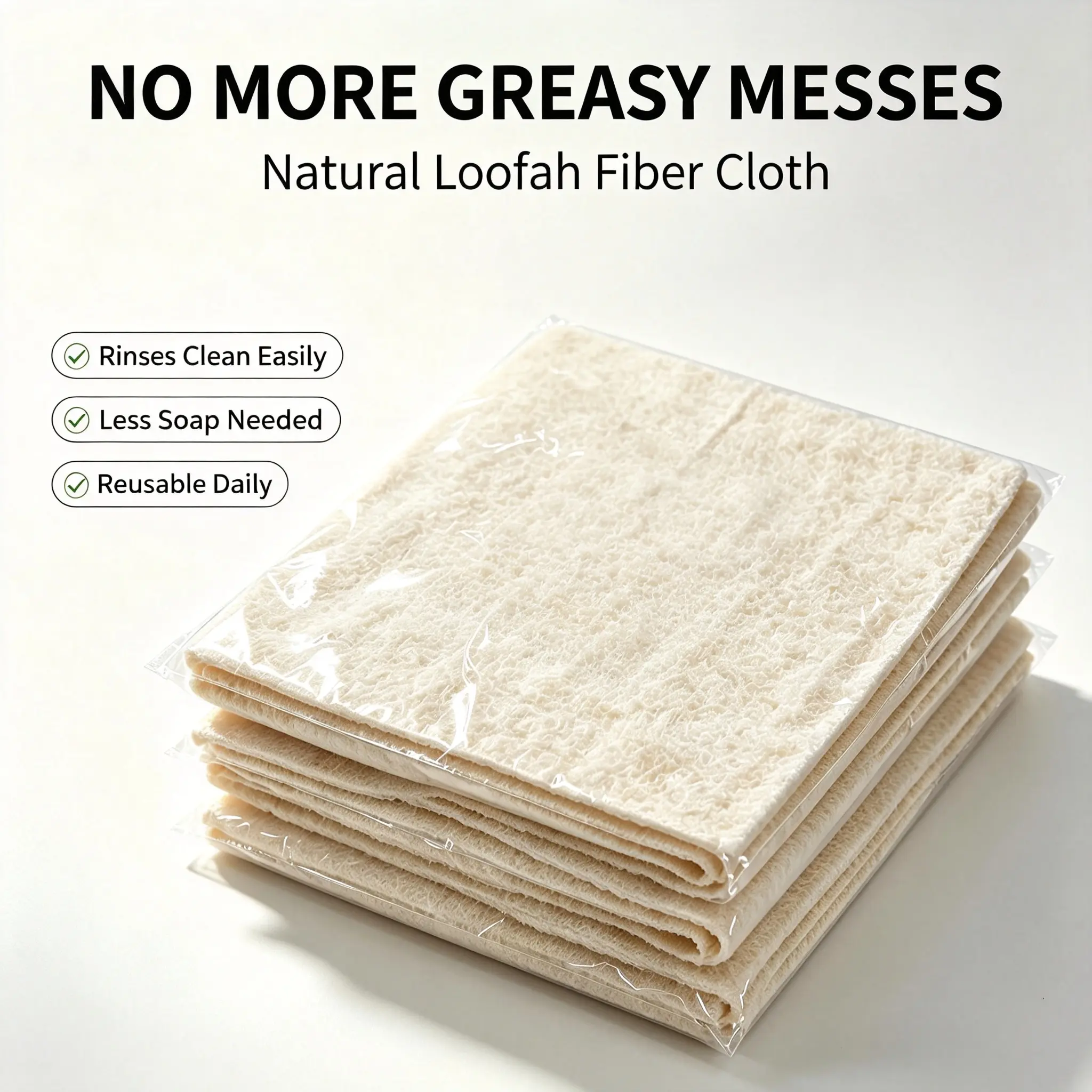 1 pack of 10 pieces - Natural Loofah Fiber Dish Cloths, Oil Resistant Reusable Kitchen Cleaning Rags, Quick Rinse, Less Soap Needed, Non-Greasy Absorbent Dish Towels for Washing Dishes, Countertops & Cookware