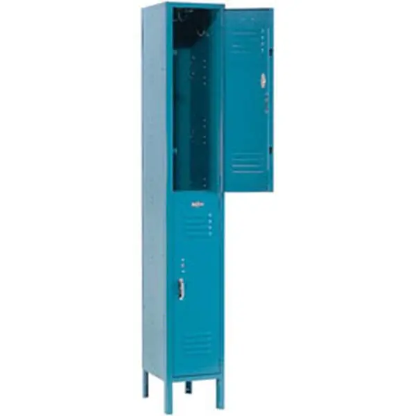 Global Industrial Steel Double Tier Paramount Locker (Model 652074BL), 12x12x36 in, 2-Door, Assembly Required, Durable, Finished Sides, Blue