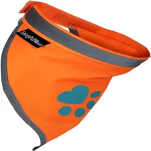 SafetyPUP XD Reflective Dog Bandana – Blaze Orange High Visibility Collar Wrap for Outdoor Safety – Lightweight, Adjustable Summer Pet Scarf with Reflective Trim – Sizes S to XL for Dogs 14–130 lbs – Ideal for Hiking, Walking, Off-Leash Fun