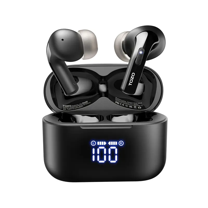 TOZO T20 In-Ear Wireless Bluetooth Earbuds - 48.5 Hrs Playtime, LED Digital Display, Noise Cancellation, USB Charging, Mini Headset, Touch Controls, Quick Tap, Wireless Pairing, Easy Start, Chargeable, Father's Day Gift, Electronic Audio Accessory