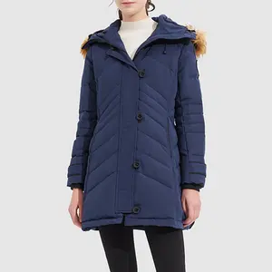 Orolay Women's Hooded Slim Puffer Jacket, Stylish and Warm Quilted Mid-Length Winter Down Coat for Daily Outerwear Womenswear Tops