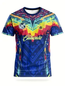 Men's Cup Football Sport Jersey & Round Neck Comfortable Sport Top, Geometric Print, Fitted Short Sleeve, Casual All Seasons Gift