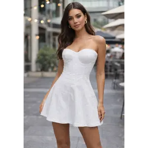 WHITE DENIM MINI DRESS