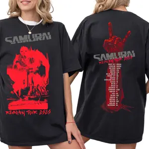Vintage Samurai Reunion Tour Shirt 2 Sided Classic Samurai Band Shirt Cyberpunk 2077 T-Shirt Sweatshirt Hoodie Game Inspired Tee