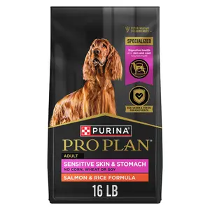 Purina Pro Plan Adult Dry Dog Food - 16 lb Bag, High-Protein Salmon & Rice Recipe, Sensitive Stomach Formula