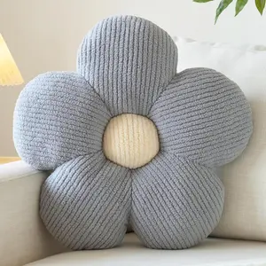 Flower Pillow Decorative Throw Pillow for Couch Cute Decor Pillows for Bed Aesthetic Flower Shaped Pillow Fun Cushion (Grey, 19.6 Inches)