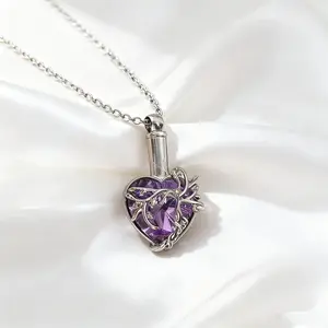 Memorial Urn Necklace for Pet Ashes | Life Tree Keepsake Pendant | Stainless Steel Pet Loss Jewelry