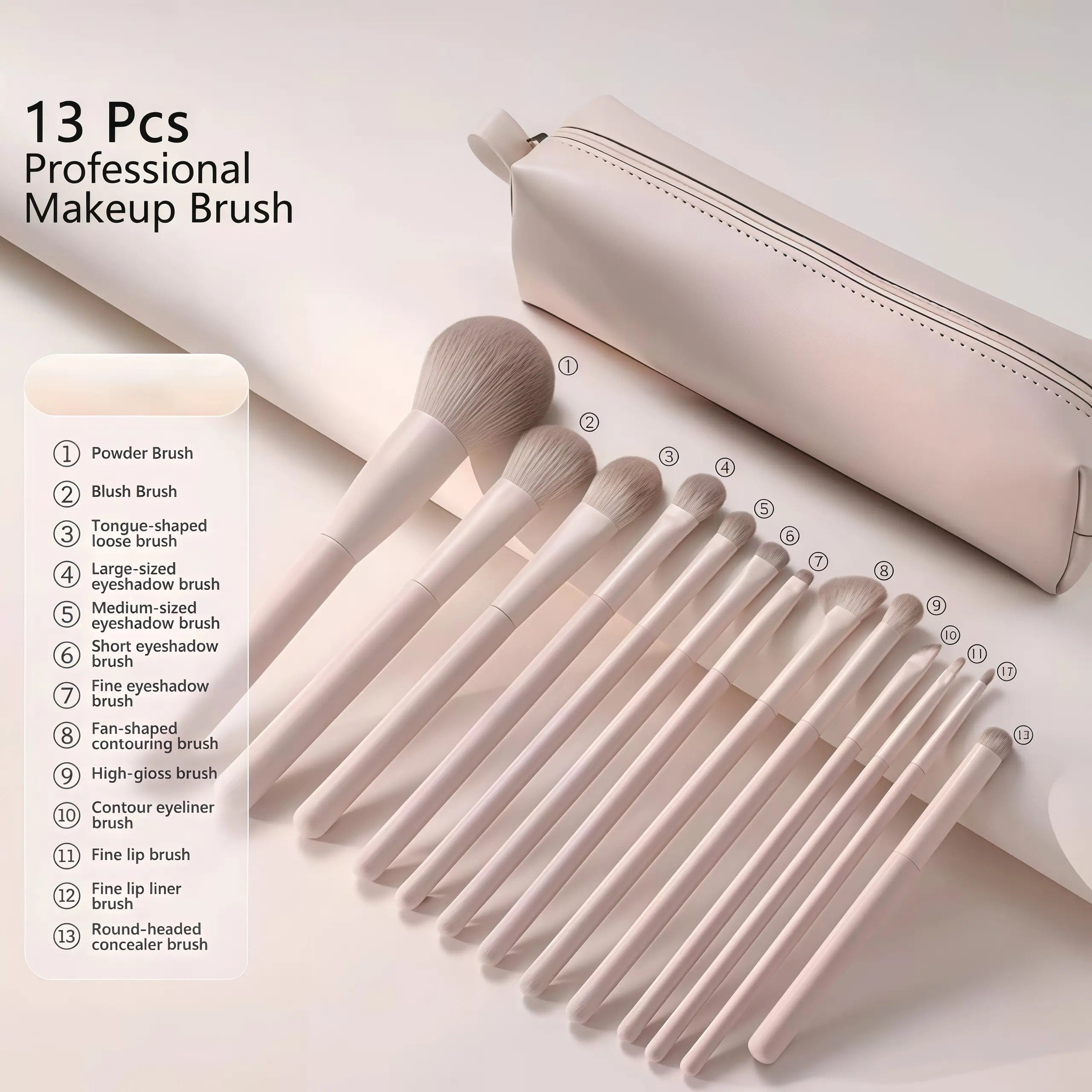 Makeup Brushes Set 13 Pcs Makeup Kit With Case Premium Soft Synthetic Hair Foundation Brush Concealer Brush Eyeshadow Brush Transparent Make up Brushes Set With Beauty puff