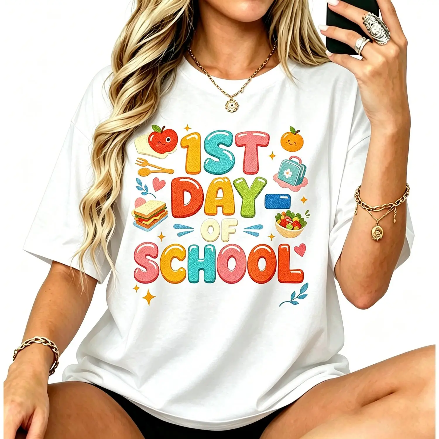 Women's Fitted Crew Neck Short Sleeve Graphic Cotton T-Shirt, Athletic Casual All-Seasons Back to School Tee