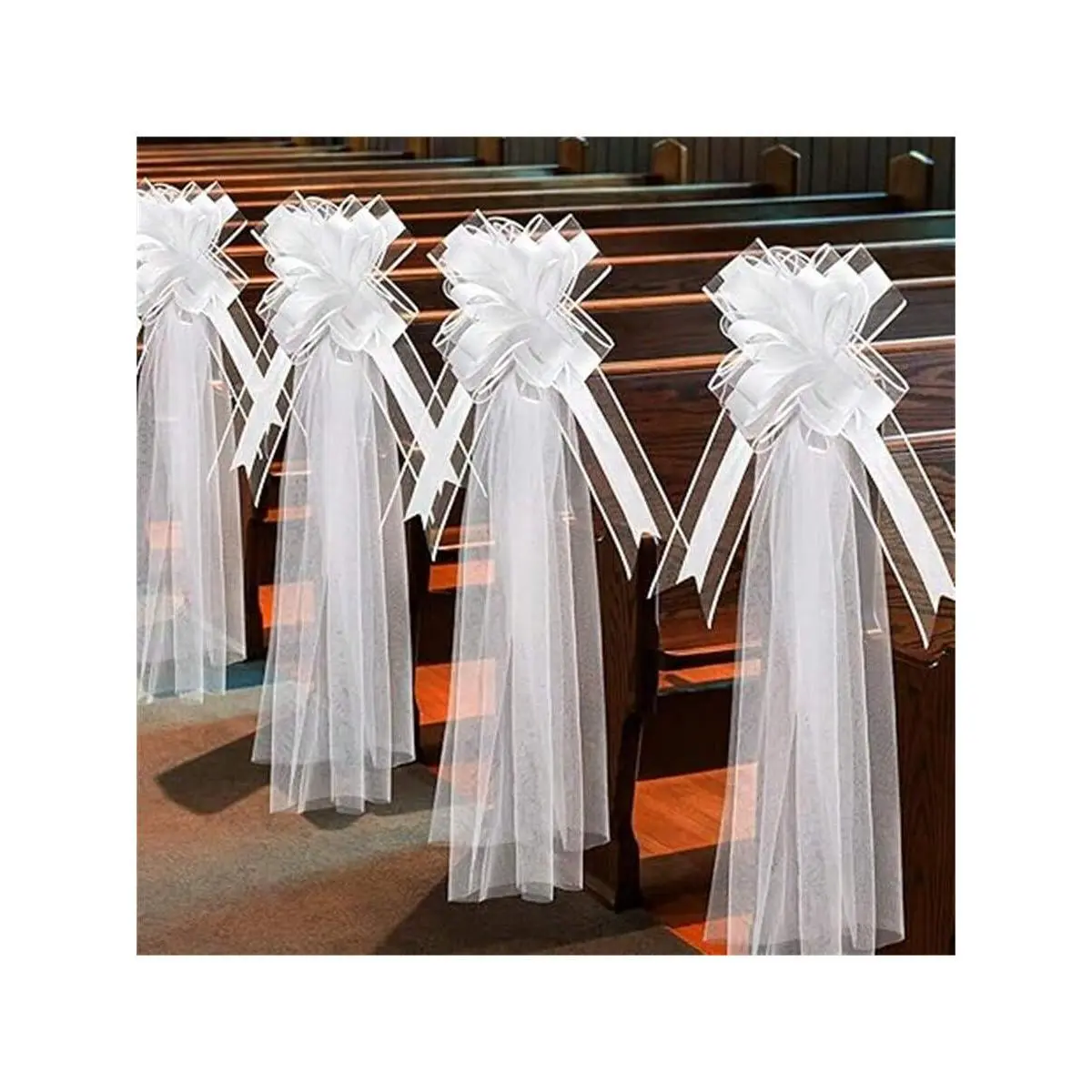 Large Multicolor Chiffon Bow-Tail Decorative Bows, Wedding Aisle Chair & Ceremony Car Accessory, Bride Gift, Home Decoration (Festive & Party Supplies)
