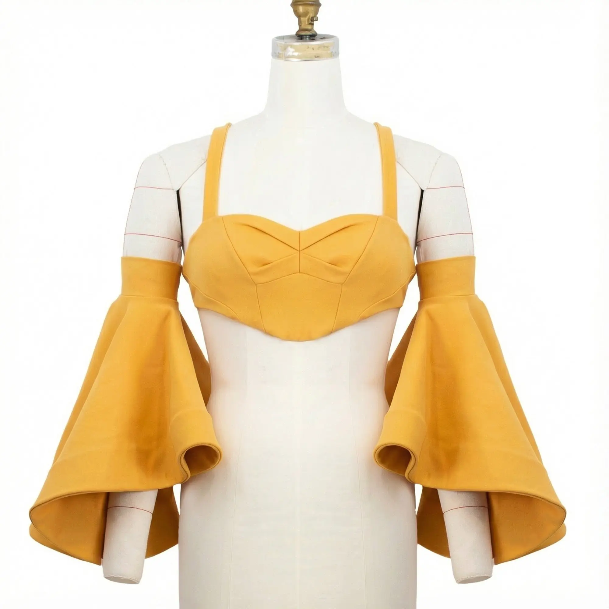 Women's Knit Flamenco Bralette, Flared Flutter Detached Sleeves, Comfortable Spandex Fabric