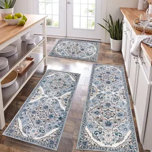 [Deals for You Days] HEBE Washable Farmhouse Kitchen Rugs Sets of 3 Non Slip Kitchen Rugs and Mats Boho Kitchen Mats for Floor Kitchen Runner Rug Kitchen Carpet Rug Runner for Hallways Kitchen Laundry summerwins