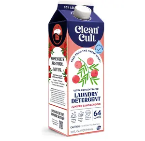 Ultra Concentrated Liquid Laundry Detergent Soap, 64 loads (32 oz), Long Lasting Scent, 90% Less Plastic, No Harsh Chemicals, Juniper Sandalwood, Defeats Stains & Odors, HE/Standard Compatible