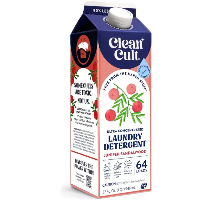 Ultra Concentrated Liquid Laundry Detergent Soap, 64 loads (32 oz), Long Lasting Scent, 90% Less Plastic, No Harsh Chemicals, Juniper Sandalwood, Defeats Stains & Odors, HE/Standard Compatible