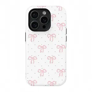 Bowknot Polka Dot Phone Case, suitable for iPhone 17 ProMax, 16 ProMax, Pro, Plus, 15, 14, 13. Fashionable design, anti-drop protective case, smartphone case, phone protector, gift