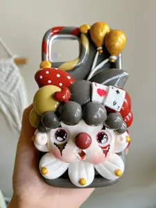 Whimsical Clown Clay Phone Case - Handmade Eco-Friendly Design for iPhone & Samsung - Unique Artistic Phone Case Custom Clay Phone Case for iPhone phone case iphone 13 phone cases