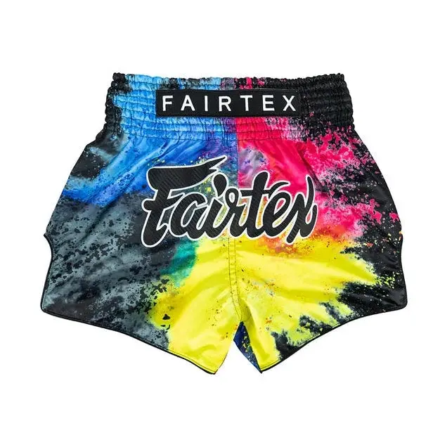Fairtex BS1938 Black Acid Jazz Slim Cut Muay Thai Boxing Shorts, Sport Shorts, Athletic Bottoms