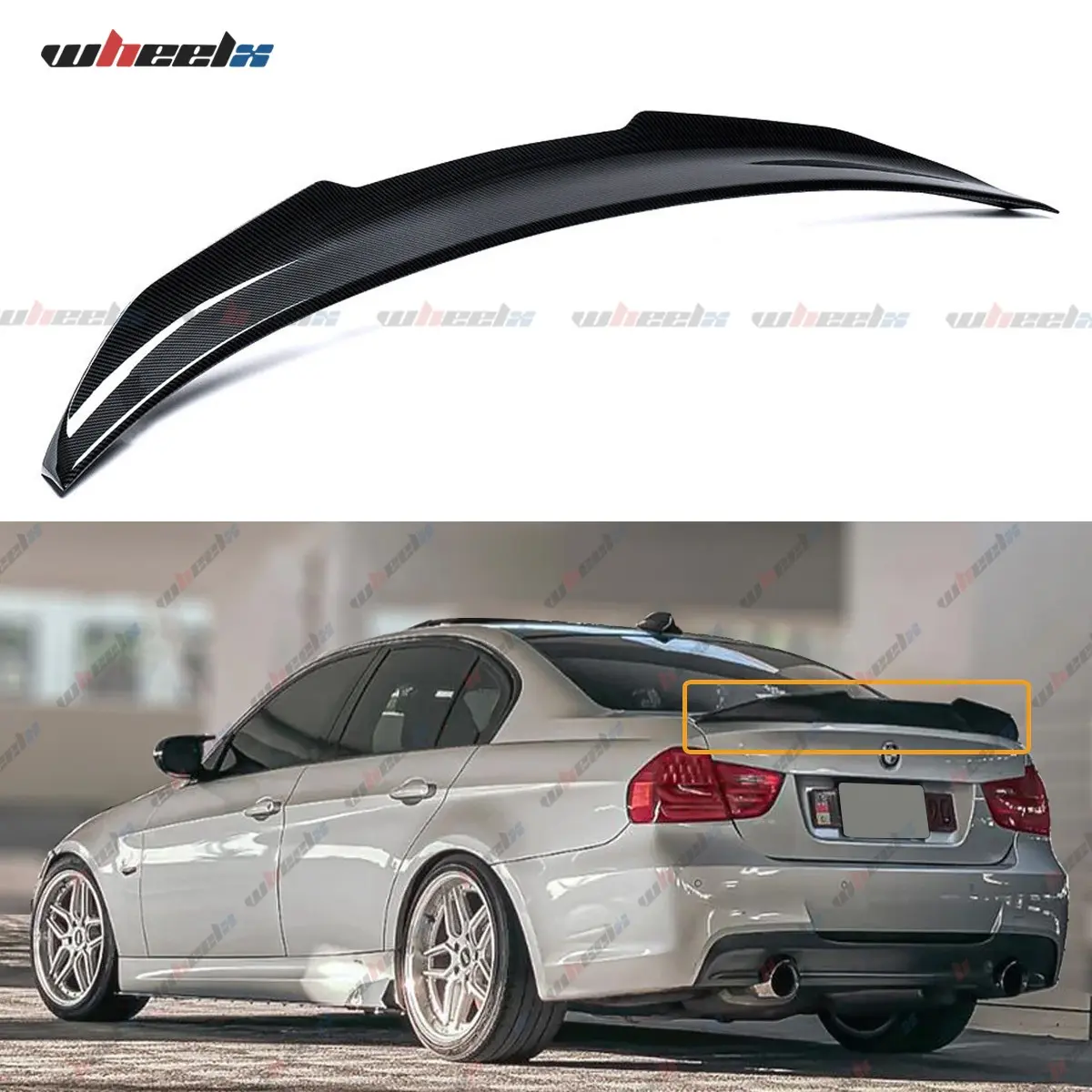 2006-2011 – BMW 3 Series – Glossy Black Carbon Fiber PSM-Style Trunk Spoiler , Fit (E90 Saloon) & 2008-2011 BMW M3 Saloon, Not Compatible with Coupe, Convertible or Touring Models