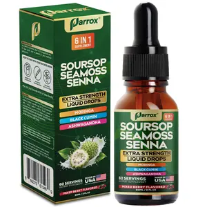 PARROX Soursop Bitters (Mixed Berry & Honey Lemon) - 6 in 1 Dietary Supplement Liquid Drops for Detox & Overall Wellness - Made in USA – (60 Servings / 60mL)