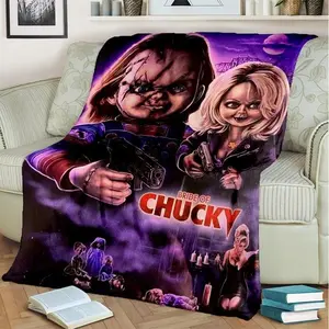 Horror Movie Chucky Throw Blanket  and Tiffany Flannel  for Couch Bed Sofa Halloween Lightweight  Fan Gifts throw blanket