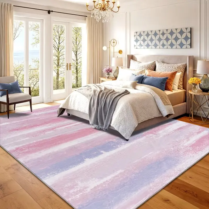 BOOPBEEP Imitation Cashmere Area Rug For Living Room, Bedroom Rugs, Home Decor, Room Decor, Washable Soft Low Pile Rug, Non Slip, Ideal For Mother's Day, Housewarming Non-Shedding Carpet, persian rugs,Outdoor rug Camping Picnic, vintage boho Pink Rug