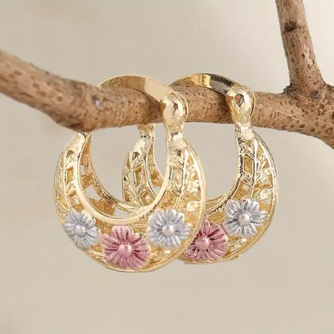 Vintage Hollow Flower Earrings, Elegant Fashion Design for Women, Perfect for Daily Wear & Commuting, Earrings Jewelry